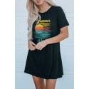 Black Summer Vibes Color Block Short Sleeve Mini Dress