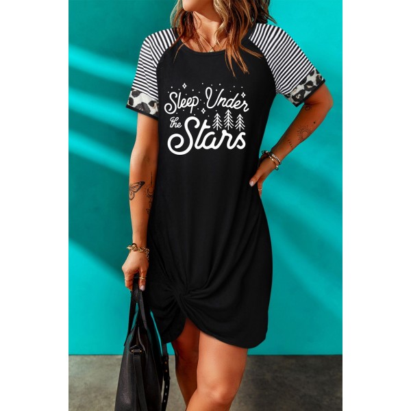 Black Sleep Under the Stars Romantic Graphic T Shirt Dress