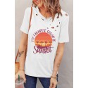 White Distressed MY FAVORITE COLOR IS Sunset Pattern T Shirt