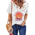 White Distressed MY FAVORITE COLOR IS Sunset Pattern T Shirt