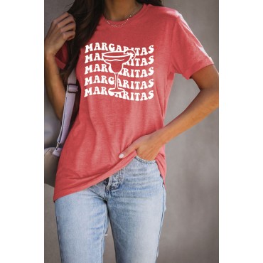 Red Margaritas Glass Print Short Sleeve T Shirt Red Margaritas Glass Print Short Sleeve T Shirt