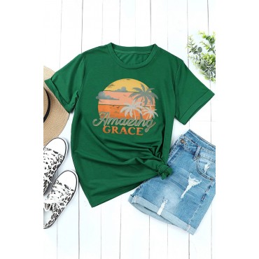 Green Amazing Grace Holiday Vibe Graphic Tee Green Amazing Grace Holiday Vibe Graphic Tee